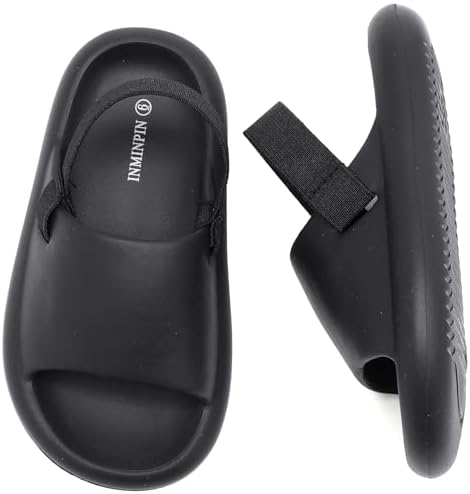 INMINPIN Toddler Boys Girls Slides Sandals Comfort Beach Pool Shower Slippers With Elastic Back Strap