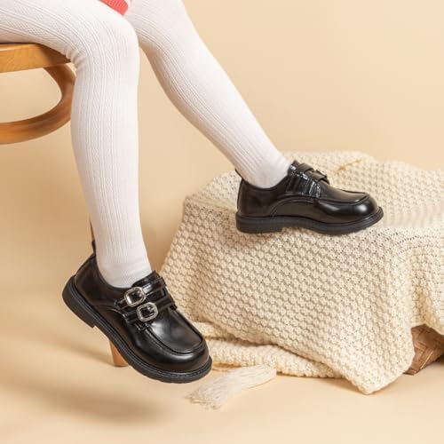 ISINSER Toddler Boys Girls Classic Dress Shoes Little Kid PU Leather Comfort Rubble Sole Oxford School Uniform Wedding Flats