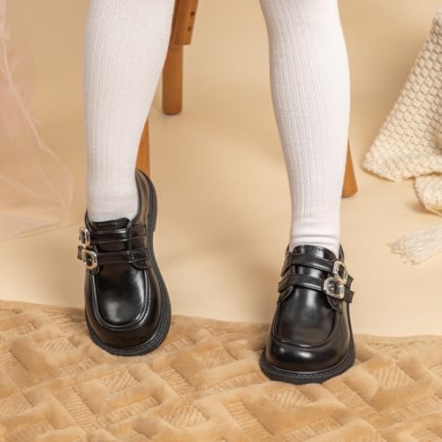 ISINSER Toddler Boys Girls Classic Dress Shoes Little Kid PU Leather Comfort Rubble Sole Oxford School Uniform Wedding Flats