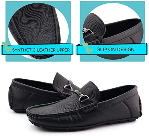 JABASIC Kids Penny Loafer Casual Slip-On Moccasin Flats Boys Dress Shoes