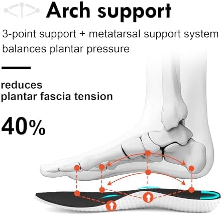 JACKSHIBO Mens Slip In Free Up Hands Shoes Wide Toe Box Arch Support Orthopedic Walking Sneakers Cushioned Thick Zero Drop Sole Metatarsal Pads