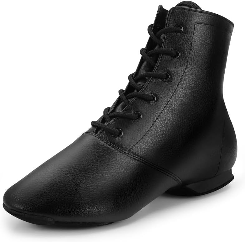 Jazz Boots Dance Shoes Split Sole Jazz Shoes Leather Dancing Shoes For Men Women Black
