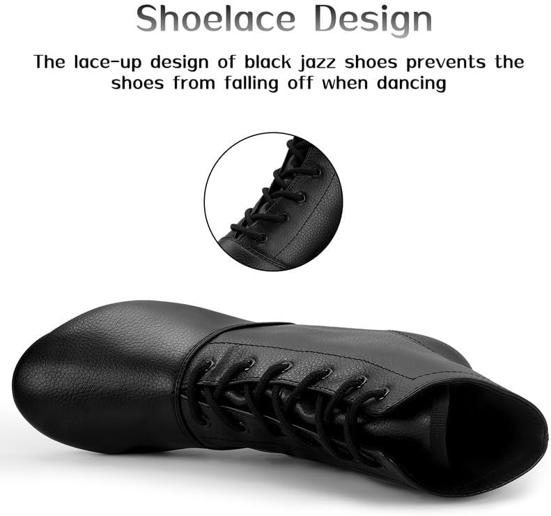 Jazz Boots Dance Shoes Split Sole Jazz Shoes Leather Dancing Shoes For Men Women Black
