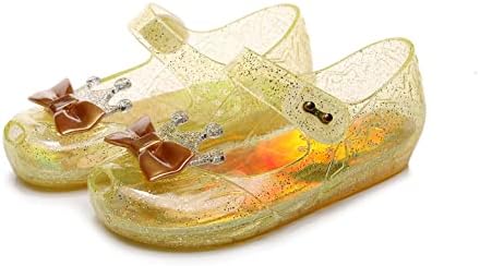 Jelly Shoes For Girls Princess Dress Up Flat Sandals For Toddler Cosplay Clear Glitter Jellies Mary Janes With Bow/Crown