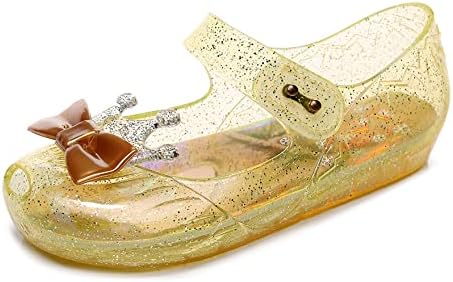 Jelly Shoes for Girls Princess Dress Up Flat Sandals for Toddler Cosplay Clear Glitter Jellies Mary Janes with Bow/Crown