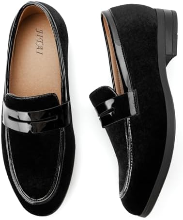 JITAI Velvet Boy's Dress Shoes Slip-On Loafers Wedding Shoes For Boys