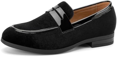 JITAI Velvet Boy's Dress Shoes Slip-On Loafers Wedding Shoes for Boys
