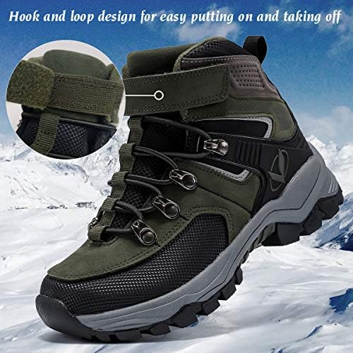 JMFCHI Kids Hiking Boots Boys Girls Outdoor Walking Climbing Sneaker Comfortable Non-slip Snow Shoes Hiker Boot Antiskid Steel Buckle Sole