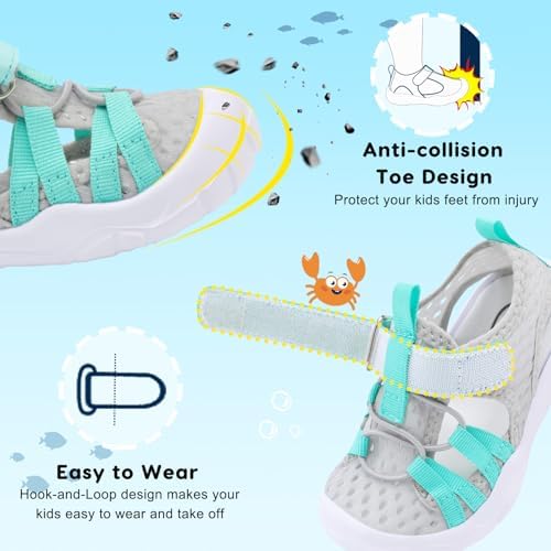JOINFREE Toddler Boys Girls Water Shoes Breathable Qucik Dry Sport Beach Sandals Lightweight Barefoot Flexible