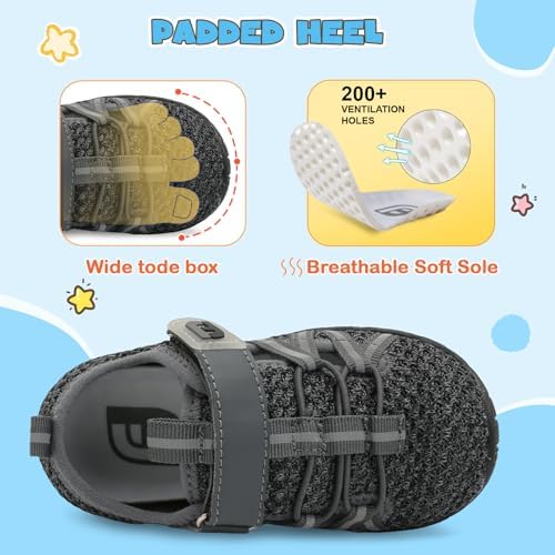 JOINFREE Toddler Sandals Boys Girls Breathable Closed Toe Water Beach Sandals Kids Wide Barefoot Summer Water Shoes Baby Walking Sneakers