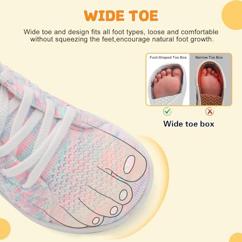 JOINFREE Toddler Shoes Girls Boys Wide Barefoot Shoes Minimalist Walking Sneakers Zero Drop Slip On Tennis Shoe Breathable Naturally Flexible