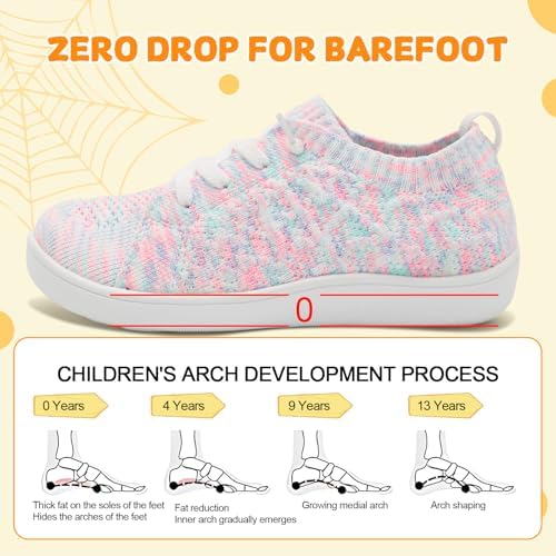 JOINFREE Toddler Shoes Girls Boys Wide Barefoot Shoes Minimalist Walking Sneakers Zero Drop Slip On Tennis Shoe Breathable Naturally Flexible