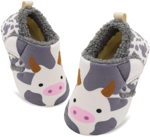 JOINFREE Toddler Slippers Boys Girls Adjustable House Shoes Barefoot Sock Shoes with Rubber Sole Baby Comfort Warm Indoor Outdoor Walking Shoe