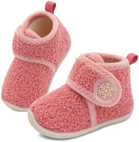 JOINFREE Toddler Slippers Boys Girls House Fleece Booties Baby Warm Winter Boots Kids Bedroom Indoor Shoes Cozy Outdoor Walking Shoes