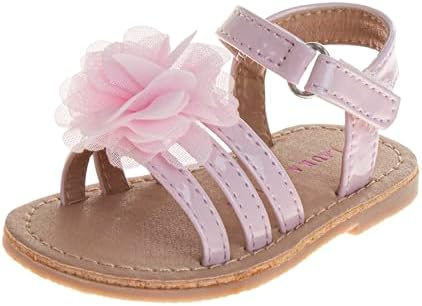 Josmo Baby Girls Sandals Floral Outdoor Open Toe Flats First Walker Toddler Girl Sandal for Summer Size 2-4 Infant