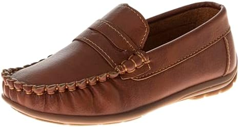 Josmo Boys Moccasin Driving Loafers - Casual Dress Penny Slip On Boat Shoes (Sizes: 5-10 Toddlers / 11-13 Little Kids / 1-5 Big Kids)