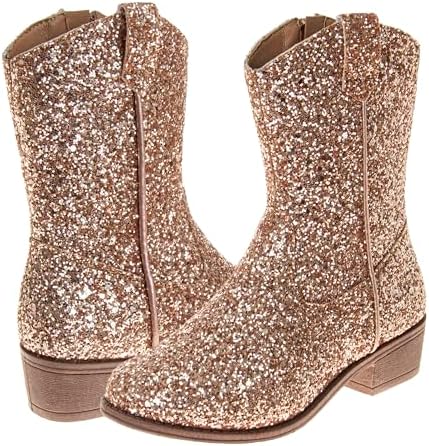 Josmo Glitter Girls Cowgirl Boots Mid Calf Boots Girl Cowboy Boots Size Little Kids/Big Kids