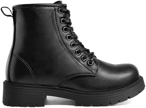 K KomForme Boys Girls Ankle Boots Lace Up Side Zipper Waterproof Combat Shoes Toddler/Little Kid/Big Kid