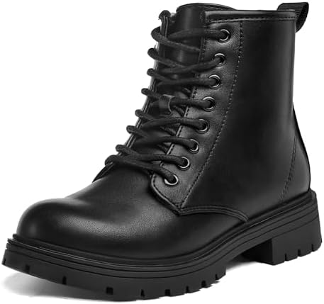 K KomForme Boys Girls Ankle Boots Lace Up Side Zipper Waterproof Combat Shoes Toddler/Little Kid/Big Kid