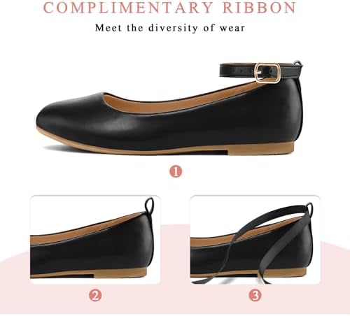 K KomForme Girl's Ballerina Flat Ankle Strap Dress Ballet Flat Shoes（Toddler/Little Kid/Big Kid）