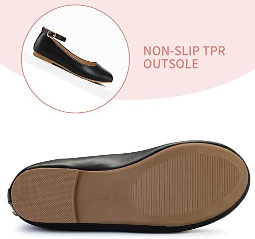 K KomForme Girl's Ballerina Flat Ankle Strap Dress Ballet Flat Shoes（Toddler/Little Kid/Big Kid）