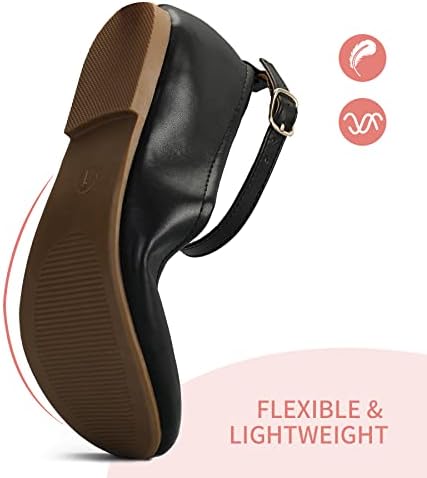 K KomForme Girl's Ballerina Flat Ankle Strap Dress Ballet Flat Shoes（Toddler/Little Kid/Big Kid）