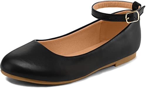 K KomForme Girl's Ballerina Flat Ankle Strap Dress Ballet Flat Shoes（Toddler/Little Kid/Big Kid）