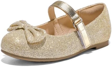 K KomForme Girl's Ballet Flats Non-Slip Soft Mary Jane Walking Party Dress Shoes for Toddler/Little Kid/Big Kid