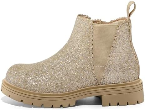 K KomForme Girls Ankle Boots With Side Zipper Chelsea Booties Lug Sole (Toddler/Little Kids/Big Kids)