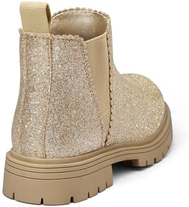 K KomForme Girls Ankle Boots With Side Zipper Chelsea Booties Lug Sole (Toddler/Little Kids/Big Kids)