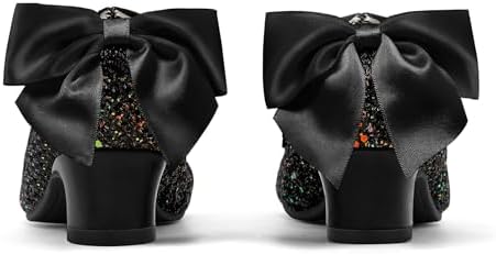 K KomForme Girls Dress Shoes Glitter Mary Jane Pumps With Bow Low Heel Party Wedding Princess Shoes (Toddler/Little Kids/Big Kids)