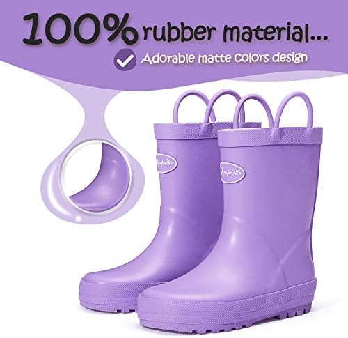 K KomForme Kids Rain Boots Waterproof Rubber Matte Boots With Easy-on Handles
