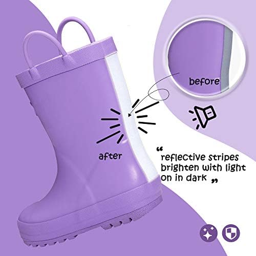 K KomForme Kids Rain Boots Waterproof Rubber Matte Boots With Easy-on Handles