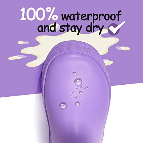 K KomForme Kids Rain Boots Waterproof Rubber Matte Boots With Easy-on Handles