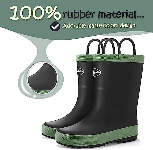 K KomForme Kids Rain Boots Waterproof Rubber Matte Boots With Easy-on Handles