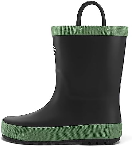 K KomForme Kids Rain Boots Waterproof Rubber Matte Boots with Easy-on Handles