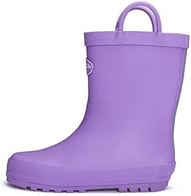 K KomForme Kids Rain Boots Waterproof Rubber Matte Boots with Easy-on Handles