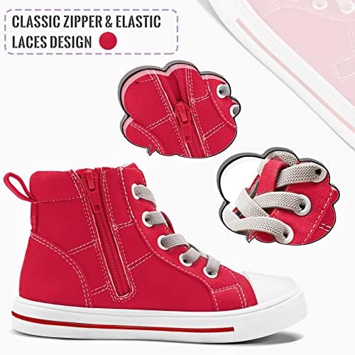 K KomForme Kids Sneakers For Boys And Girls Toddler Canvas High Top Walking Causal Shoes With Zipper