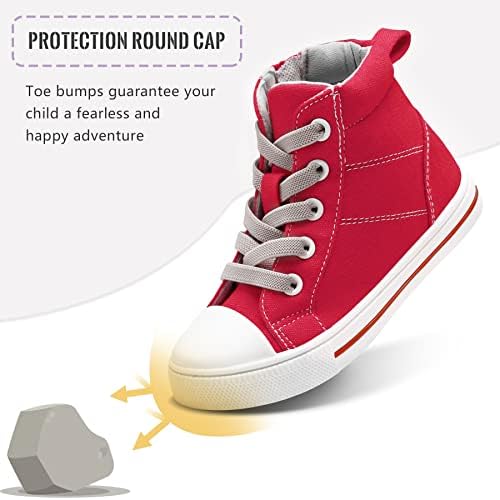 K KomForme Kids Sneakers For Boys And Girls Toddler Canvas High Top Walking Causal Shoes With Zipper