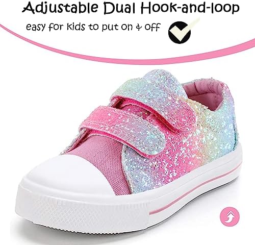K KomForme Toddler Boys & Girls Shoes Kids Canvas Sneakers With Cartoon Dual Hook And Loops
