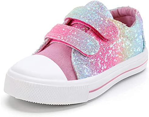 K KomForme Toddler Boys & Girls Shoes Kids Canvas Sneakers with Cartoon Dual Hook and Loops