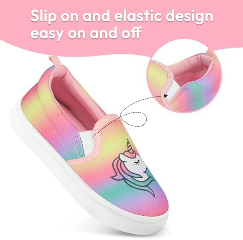 K KomForme Toddler Girls Boys Shoes Little Kids Slip On Canvas Sneakers For Running/Walking