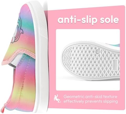 K KomForme Toddler Girls Boys Shoes Little Kids Slip On Canvas Sneakers For Running/Walking