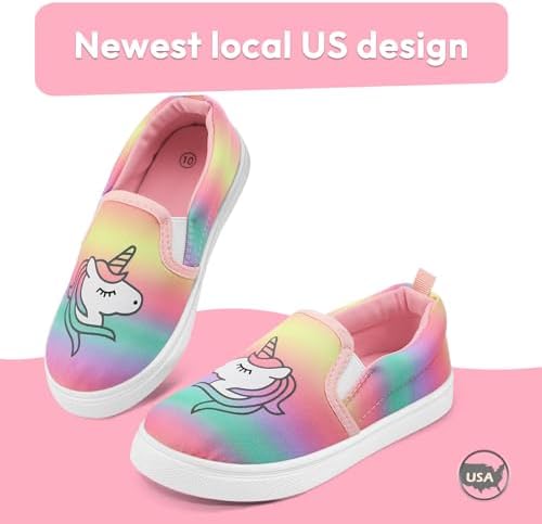 K KomForme Toddler Girls Boys Shoes Little Kids Slip On Canvas Sneakers For Running/Walking