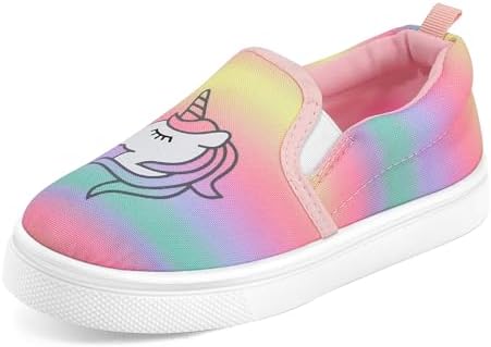 K KomForme Toddler Girls Boys Shoes Little Kids Slip on Canvas Sneakers for Running/Walking