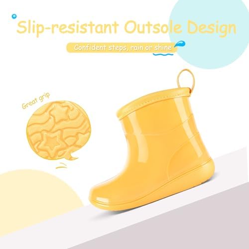 K KomForme Toddler Rain Boots Baby Easy-on Rain Shoes For Boys And Girls Waterproof Lightweight Outdoor
