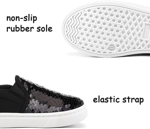 K KomForme Toddler Slip On Sneakers Girls Sparkle Sequins Canvas Walking Shoes