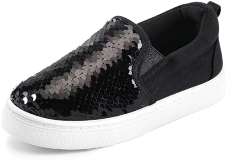 K KomForme Toddler Slip on Sneakers Girls Sparkle Sequins Canvas Walking Shoes