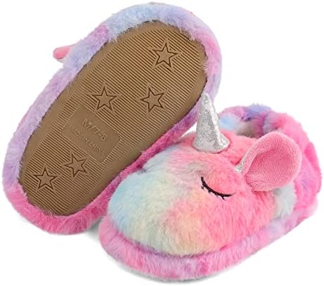 KAKU NANU Toddler Kids Slippers Cute Animal Cartoon Shoes Girls Boys Warm Fleece Winter Household Slippers