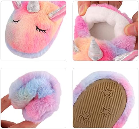 KAKU NANU Toddler Kids Slippers Cute Animal Cartoon Shoes Girls Boys Warm Fleece Winter Household Slippers
